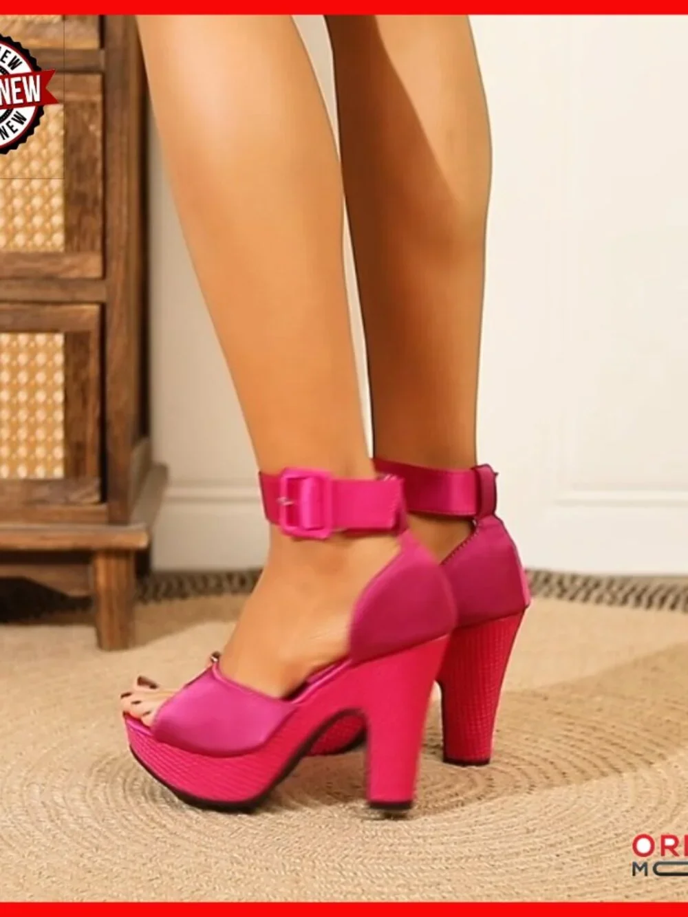 Platform Pumps Block Heels Peep Toe Ankle Strap Dress Wedding Shoes